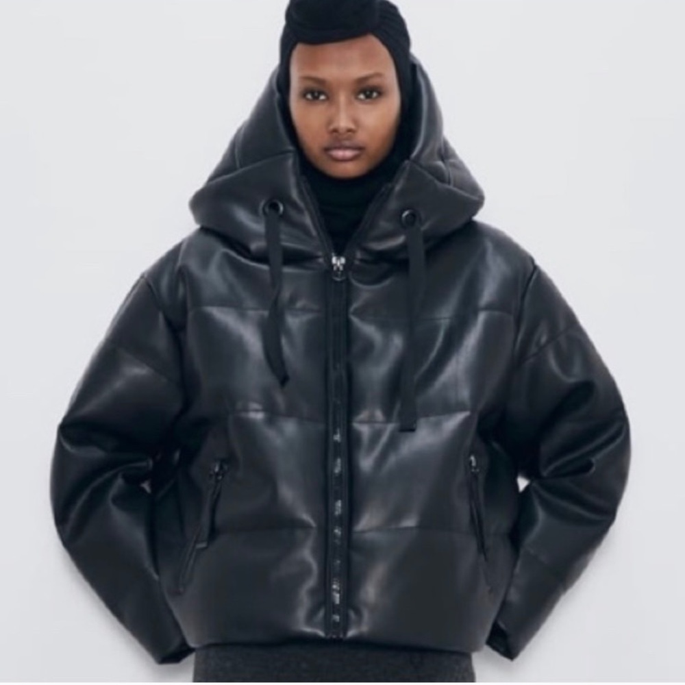 Zara faux leather puffer